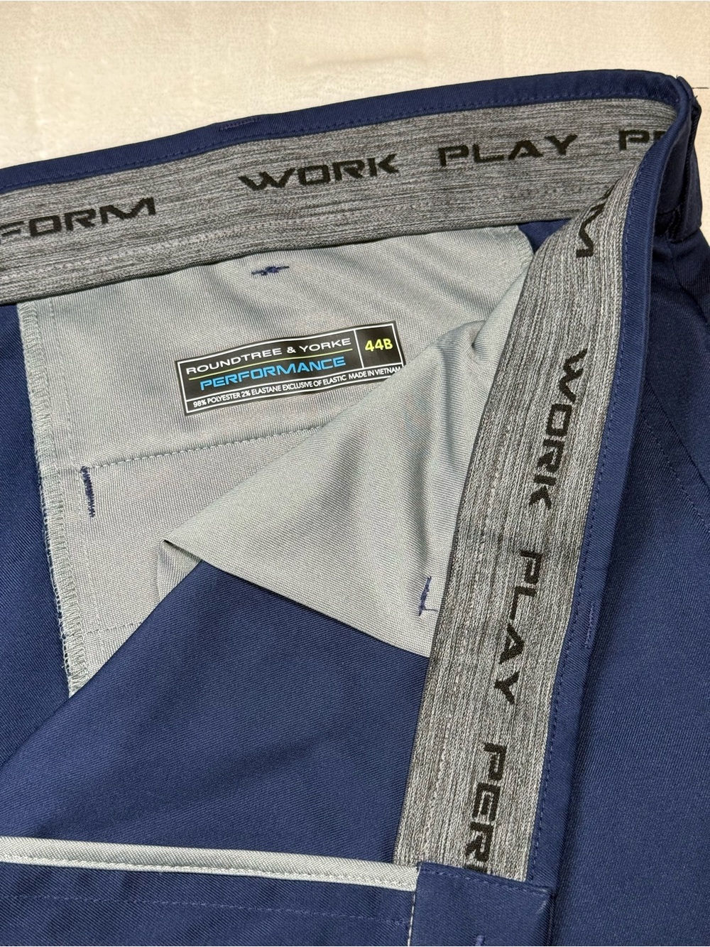 Roundtree & Yorke Navy Athletic Performance Shorts with WORK PLAY Waistband